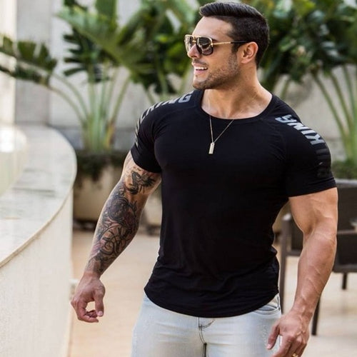 2018 Summer New mens gyms T shirt Fitness Bodybuilding Fashion Male Short cotton clothing Brand Tee Tops