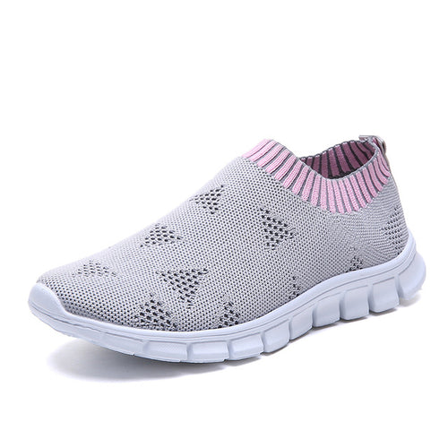 Rimocy plus size breathable air mesh sneakers women 2019 spring summer slip on platform knitting flats soft walking shoes woman