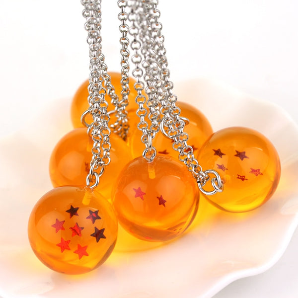 Hot Anime Jewelry Dragon Ball Z Necklace Orange Pvc 1-7stars Goku Dragonball Chain Necklace Pendant for Cosplay Llavero Chaveiro
