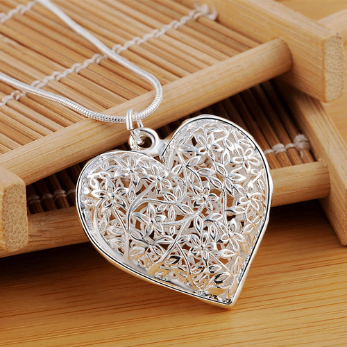 Wholesale different Free shipping fashion silver color jewelry elegant charms retro exquisite heart pendant necklace women ,