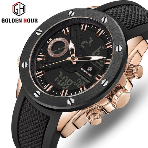 Men Watch Luxury Brand OLDENHOUR Fashion Analog Digital Sports Mens Watches Waterproof Silicone Quartz Watch Relogio Masculino