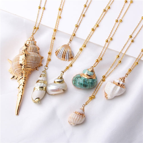 2019 Boho Conch Shells Necklace Sea Beach Shell Pendant Necklace For Women Collier Femme Shell Cowrie Summer Jewelry Bohemian